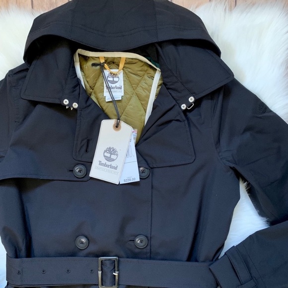 Timberland Black Waterproof Belted Trench Coat - Picture 2 of 8